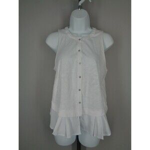 Meadow Rue Anthropologie White Top Blouse Pleated Hem Sleeveless Size Small New